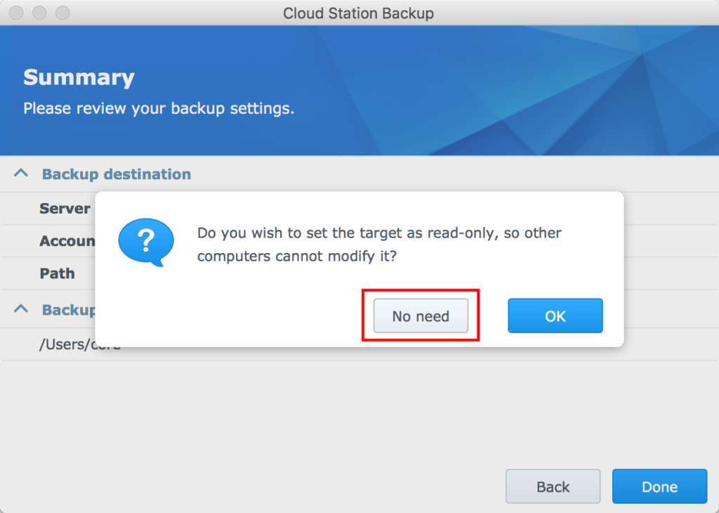 synology cloud station backup grayed out drive